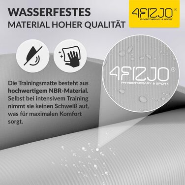 Фітнес-мат 4FIZJO 180x60 см, сірий, 1 см - килимок для йоги, пілатесу та спорту з ременем