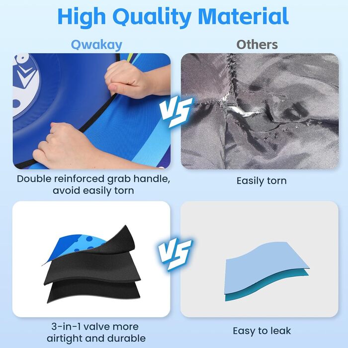 Надувний сніговий тюб зі стропом, 47-49-68 дюймів. Міцний чохол, зносостійкий та морозостійкий матеріал. Зимовий спорт для дітей та дорослих