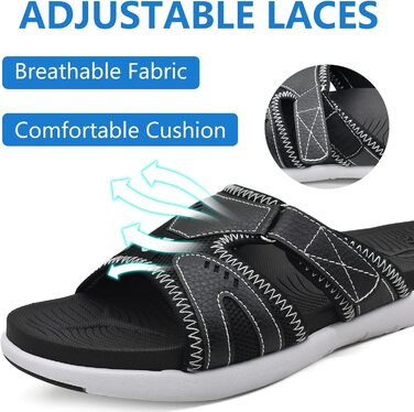 Чоловічі спортивні сандалії COFACE для відновлення після навантаження, підтримка склепіння стопи, ортопедичні, чорні, розмір 40-48