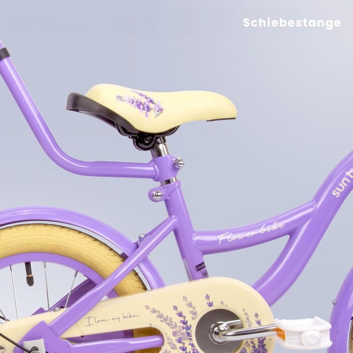 Дитяче велосипед Sun Baby Flower Bike для дівчаток, 14 дюймів, знімний ручка-штовхач, 2-6 років, колір лаванда