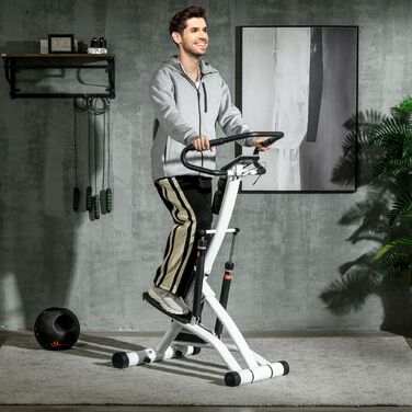 SPORTNOW Степпер з ручкою, Фітнес Велотренажер з LCD екраном, Велотренажер з 12 рівнями опору Чорний+Срібло 80 x 61 x 134 см | Аосом