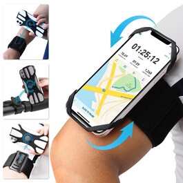 Спортивний браслет для телефону, тримач для смартфона на руку для бігу та велосипеда, 3-в-1. Сумісний з 4.5''-7'' смартфонами. Чорний