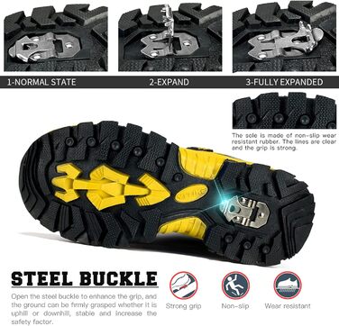 Дитячі зимові черевики ASHION: утеплені, для хайкінгу та трекінгу, розмір 38 EU, чорно-жовті