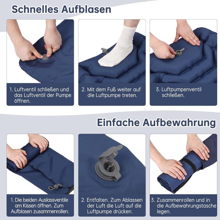 Килимок для кемпінгу Hausprofi Isomatte: ультралегкий надувний матрац з насосом та подушкою для відпочинку на природі