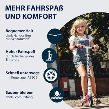 Самокат HUDORA BigWheel 125 алюмінієвий, складаний, для дітей, до 100 кг, регульована висота, міський, з ременем для перенесення