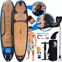 Надувна SUP-дошка Bluemarina Ariki 325x86x15 см, 5 років гарантії, комплект для веслування стоячи, вантажопідйомність до 140 кг, чорна