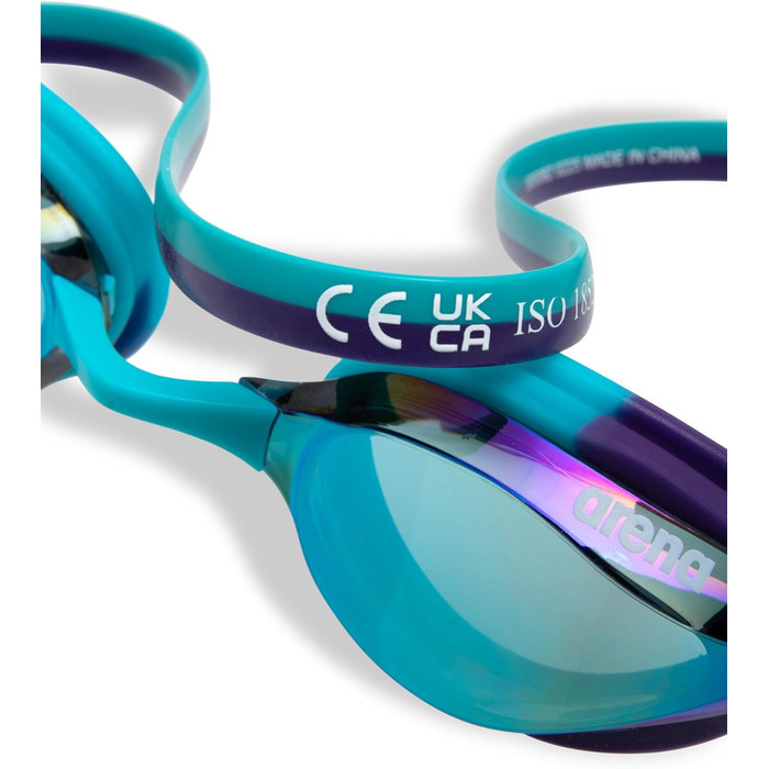 Дитячі окуляри для плавання Arena Python, унісекс, 6-12 років, для змагань, малий каркас, антизапарні лінзи, Smaragd/Pfau/Pflaume
