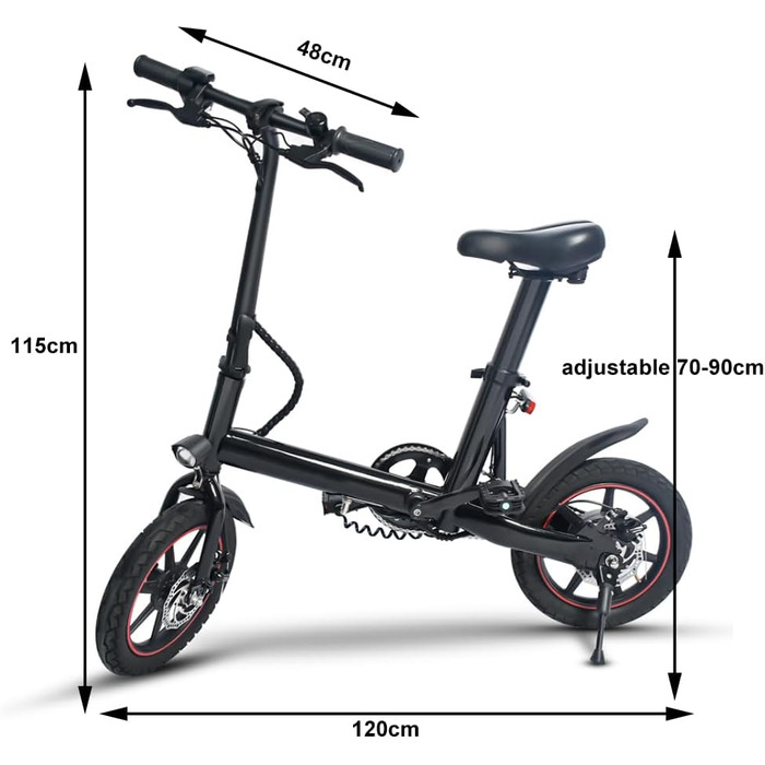 Складаний електровелосипед 14 дюймів з акумулятором 36V 6Ah, портативний E-Bike з дальністю до 25 км для чоловіків і жінок, для міських поїздок