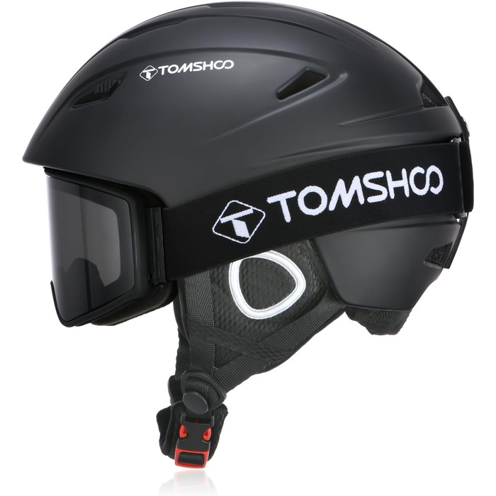 Шолом для лиж та сноуборду TOMSHOO з візором та навушниками, чорний, унісекс, M