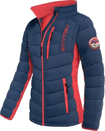 Жіноча куртка Nebuus GRAFFITY: тепла, практична та універсальна для осені та зими (S, темно-синій/червоний)