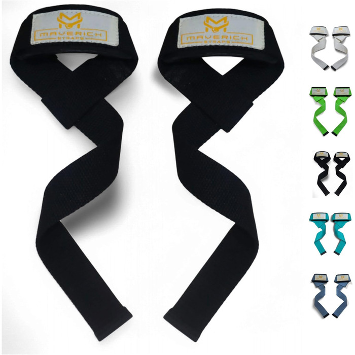 MAVERICK STRAPS Пояси для важкої атлетики з м'якою підкладкою, ремені для підтримки зап'ясть, аксесуари для фітнесу для чоловіків і жінок, ремені для станового тягу, поліпшене зчеплення та підтримка зап'ясть, ідеально для пауерліфтингу та тренувань