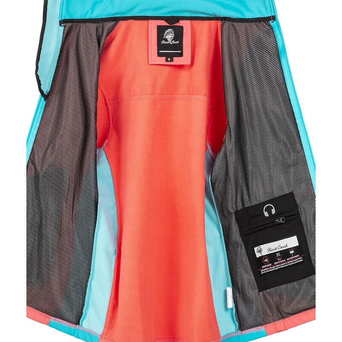 Жіноча куртка-вітровка Softshell Rock Creek D-402, кораллово-бірюзова, розмір XXL