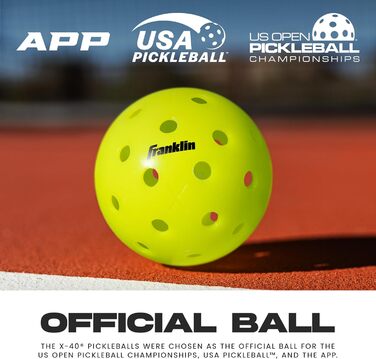 Franklin Sports Neon X-40: Піклбол м'ячі для гри на відкритому повітрі – Офіційні м'ячі USAPA, розмір Regular, для турнірів US Open, колір Neon, 6 шт.