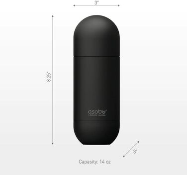 Термос ASOBU Orb 420 мл, чорний, сталева пляшка для напоїв