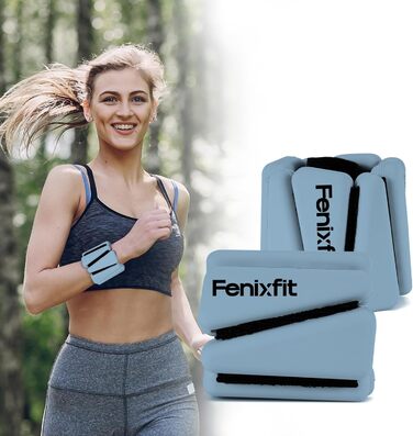 Ваги для зап'ястя та щиколоток FENIXFIT для жінок. Набір 2 шт. для силових тренувань, бігу, йоги, пілатесу, блакитні