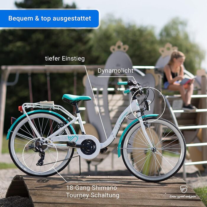 Дитячий велосипед Bergsteiger Atlantis 20/24 дюймів для дівчаток, 6-11 років, Shimano, StVZO, динамо-освітлення