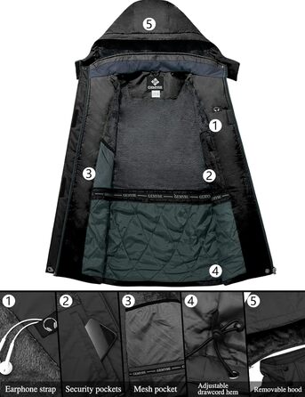 Жіноча лижна куртка GEMYSE: водонепроникна, вітронепроникна, з флісовою підкладкою, для активного відпочинку на снігу (M, сірий)