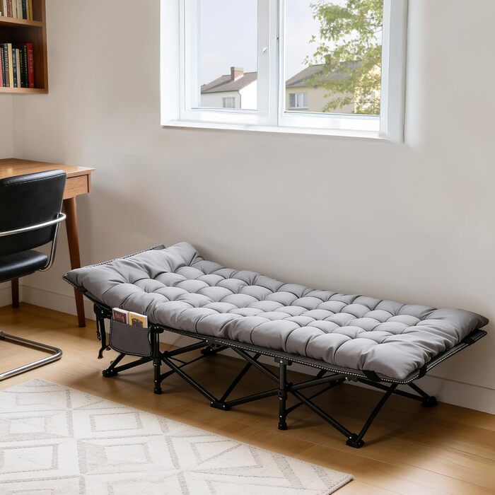 Розкладне ліжко Sekey для кемпінгу XXL, 190 x 71 x 35 см: міцний каркас зі сталі, якісна тканина Oxford, з матрацом, ідеально для гостей, кемпінгу та саду