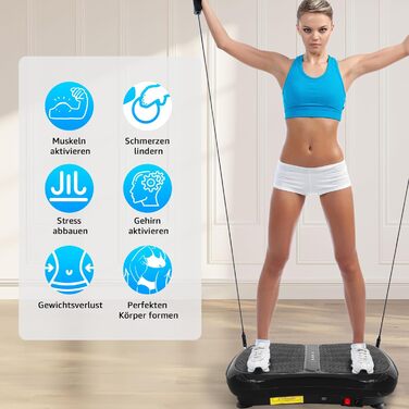 Віброплатформа з Bluetooth, 1-99 рівні інтенсивності, 5 програм для фітнесу вдома для схуднення, м'язового розвитку та тренування всього тіла