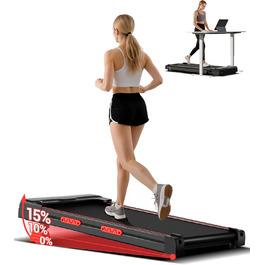 Walking Pad з нахилом 15%, 10 км/год: біговий тренажер для дому з LED-дисплеєм, дистанційним керуванням, 2.5PS, до 136 кг