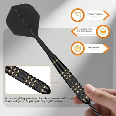 Набір сталевих дротиків Steeldarts (3 шт) з латунними барелями 23г, сталевими голками, футляром та заточувачем для сизалевих мішеней