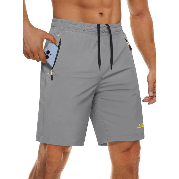 Шорти спортивні чоловічі MAGCOMSEN, легкі, швидковисихаючі, для тренувань та хайкінгу, з кишенями на блискавці, сірий, розмір 36