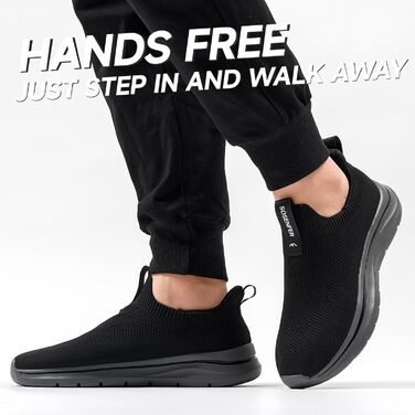 Сліпони чоловічі Sosenfer: дихаючі кросівки без шнурівків, зручні спортивні та прогулянні, сірі та чорні (46 EU)