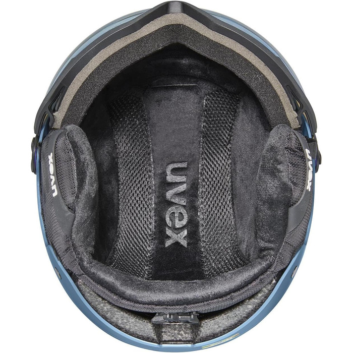 Гірськолижний шолом uvex Wanted Visor для жінок і чоловіків, міцний, з візором, синій матовий, розмір 59-61 см