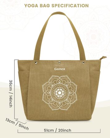 Сумка для йога-мату Gonex, велика (L) Canvas, водонепроникна, для пілатесу, подорожей, тренувань - Хакі