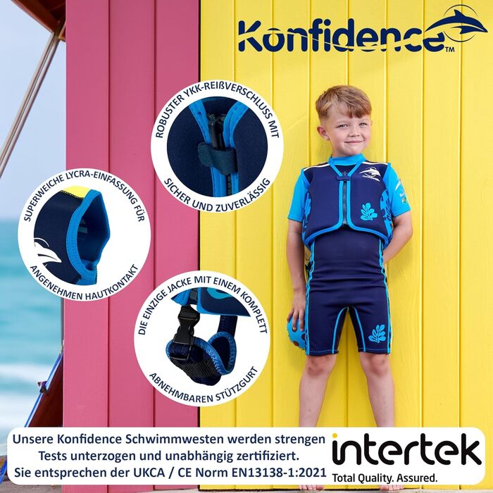 Дитячий жилет для плавання Konfidence Maui Green S (2-3 роки, 15-19 кг) | Безпечний, регульований, CE-сертифікат