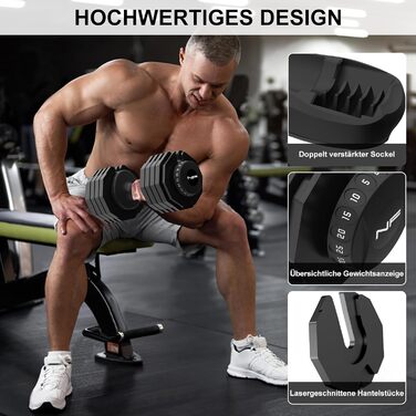 Регульовані гантелі 24/25 кг з антиковзним покриттям для фітнесу та тренувань