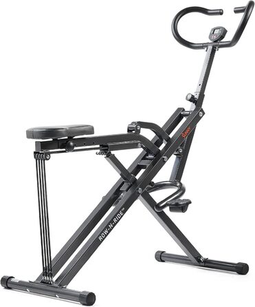 Тренажер для присідань та греблі Sunny Health & Fitness Row-N-Ride Plus, складаний, для дому, посилений, для тренування сідниць і ніг, модель 077PLUS