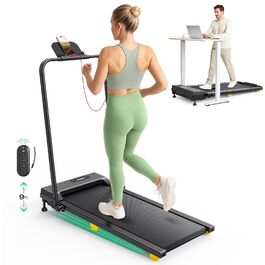 Біговий доріжки з нахилом 9% - складний Walking Pad з ручкою безпеки, режим HIIT, для дому, без збирання, з пультом ДУ та LED-дисплеєм, чорний