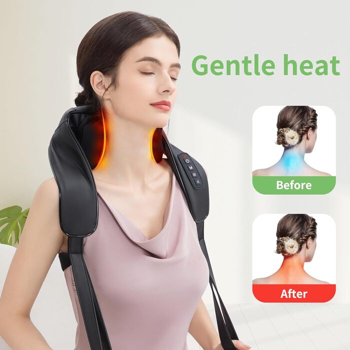 Масажер для шиї та спини з підігрівом Wiederaufladbares Nackenmassagegerät 2600 mAh, 4D масаж, Шиацу для ніг та тіла, зняття болю