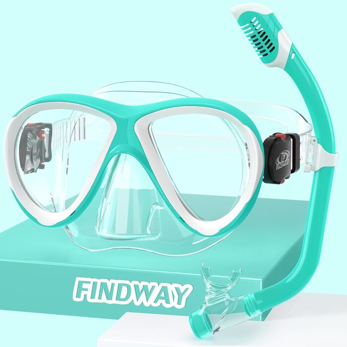 Дитяча маска для плавання та снорклінгу Findway B3-Aqua, панорамна 180°, силіконовий ремінець, антипротікання, для хлопчиків і дівчаток 3-14 років