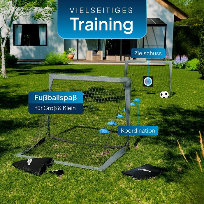 ArtSport Ворота для футболу Pop-up Goal Master - 2 шт. з аксесуарами - складані та готові до гри - 2 ворота для гри в приміщенні та на вулиці - дитячий футбол, ворота (Сірий)