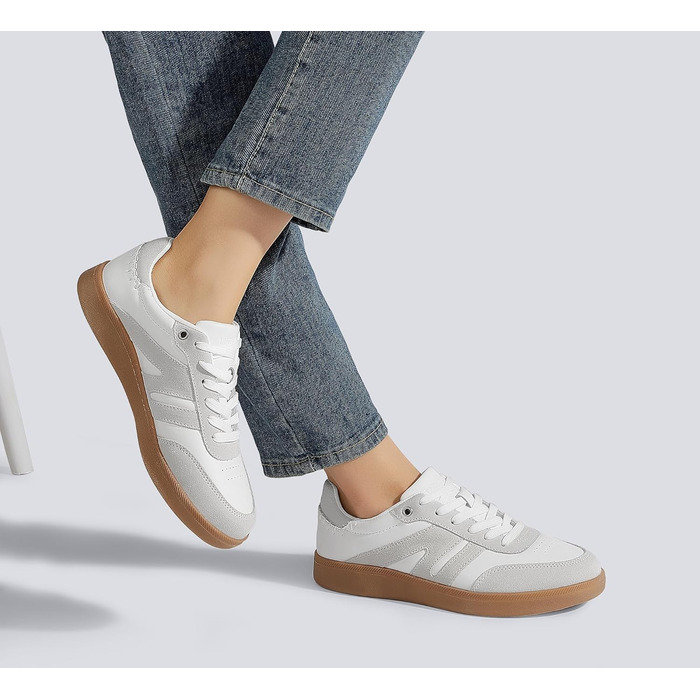 Жіночі ретро-кросівки LUCKY STEP зі шкіри для тенісу та скейтбордингу, біло-сірі, 41 EU