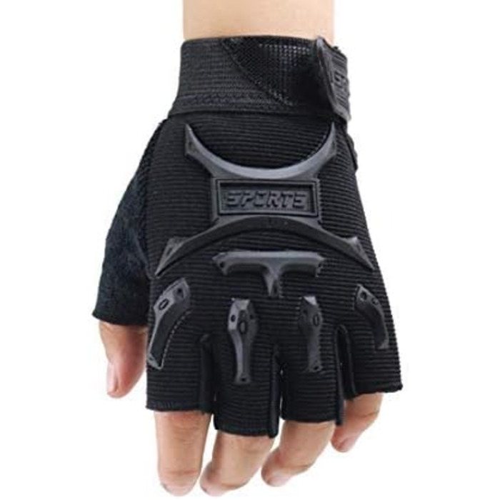 Дитячі велосипедні рукавички Long Keeper - півпальчикові, для катання на велосипеді, скейтборді, ролерблейдах, чорні