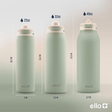 Еко-пляшка Ello Pop & Fill з нержавіючої сталі, подвійна вакуумна ізоляція, швидке наповнення, герметична кришка, термос-чашка, багаторазова, BPA Free