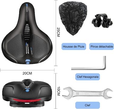 Зручний велосипедний сидіння BELSVOR з подвійною пружиною, ергономічне, для гірського велосипеда/MTB/велосипедів/складних велосипедів, з інструментом