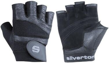 Сріблясті фітнес рукавички Silverton PRO Plus для чоловіків і жінок, регульована застібка на зап’ясті, шкіряні вставки, подвійний шов, спортивні тренувальні рукавички