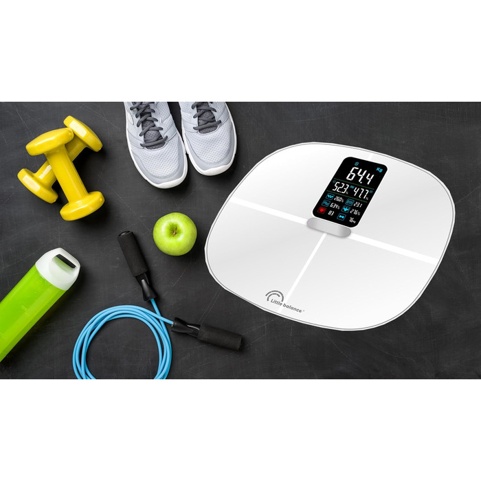 Ваги-аналізатор LITTLE BALANCE 8464 Cardio Connect 4 Classic, скло, білий, з вимірюванням імпедансу, підключення до смартфону