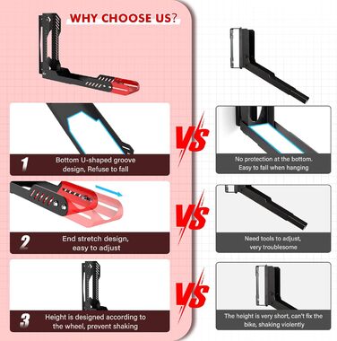 Настінна підставка для велосипеда IMAYCC, до 40 кг, білий (1 шт.)/червоний (2 шт.)