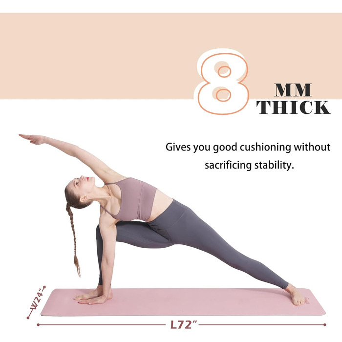 Йога мат UMINEUX: екологічна фітнес-матка для жінок, TPE, 72x24x1/3 см, з чохлом та рушником. Чорний та сірий кольори.