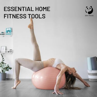 Гімнастичний м'яч Slim Panda 55-85 см, вибухозахищений, з насосом – фітнесбол для тренувань, вагітних, терапії, балансу, літніх людей