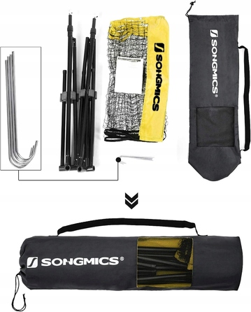 Сітка для бадмінтону Songmics, жовта, регульована висота 90-155 см, довжина 5 м