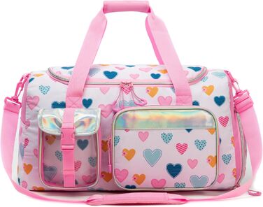 Дитяча спортивна сумка HTGROCE з відділенням для взуття, біла з серцем