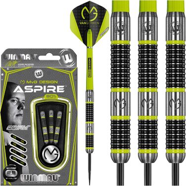 Дротики WINMAU Michael Van Gerwen MvG Aspire, вольфрамові, сталевий наконечник, з призмовими крилами та нейлоновими хвостовиками, 25 г