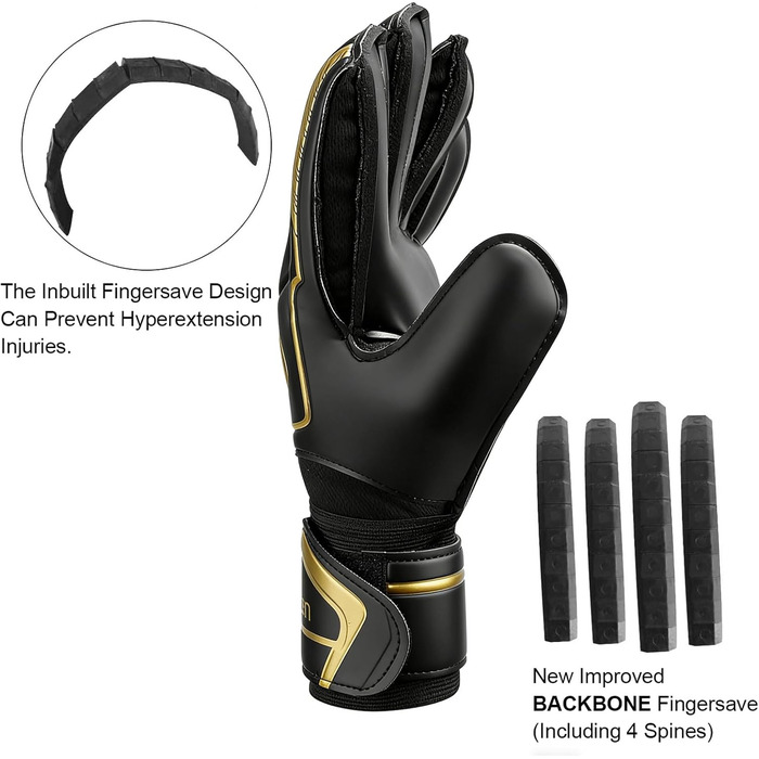 Воротарські рукавиці JOYJ з FingerSave, дитячі унісекс, для футболу, Super-Grip, товстий латекс, чорні (5)