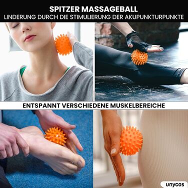 Набір для масажу фасцій Unycos: ролер, стрічка, м'яч, стік, мотузка, сумка | До 120 кг, чорний/оранжевий